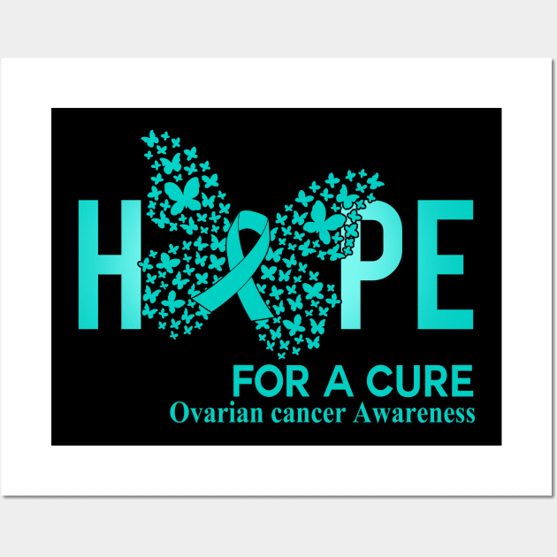 Hope For A Cure Butterfly Gift  Ovarian cancer Wall Art by HomerNewbergereq